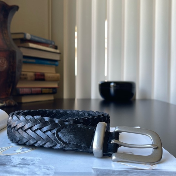 BLack color Woven 100% genuine Leather Belt gorgeous Leather Belt Size: 36/90 - Picture 3 of 15